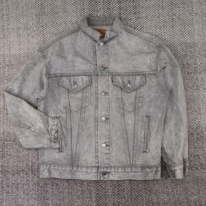 Vintage Levis Grey Acid Wash Denim Trucker Jacket Made in USA Mens Large